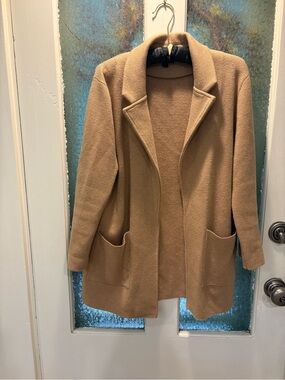 J.Crew M Classic Camel Open Front Coatigan - Pocket Detail M